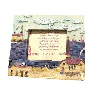 Seaside Frame Miniature Coastal Scene Picture 1.5" X 2" With Easel Back